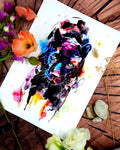 Panther in Aquarell - Farbenfroher Aquarellkunstdruck - Madow